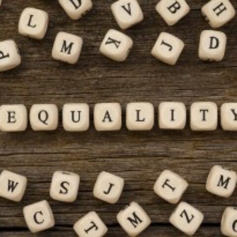 Equality spelled out on wooden blocks