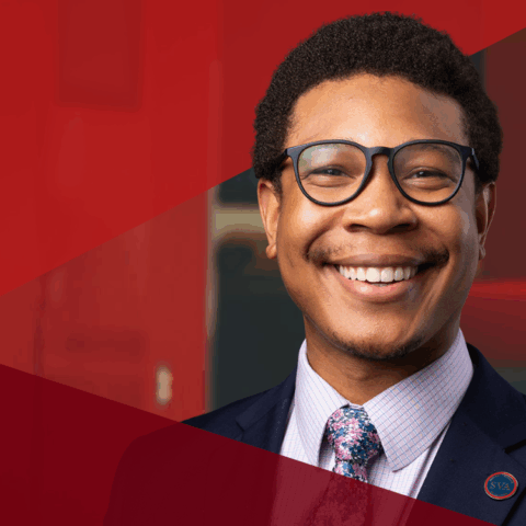 EMPA student with red triangle overlays