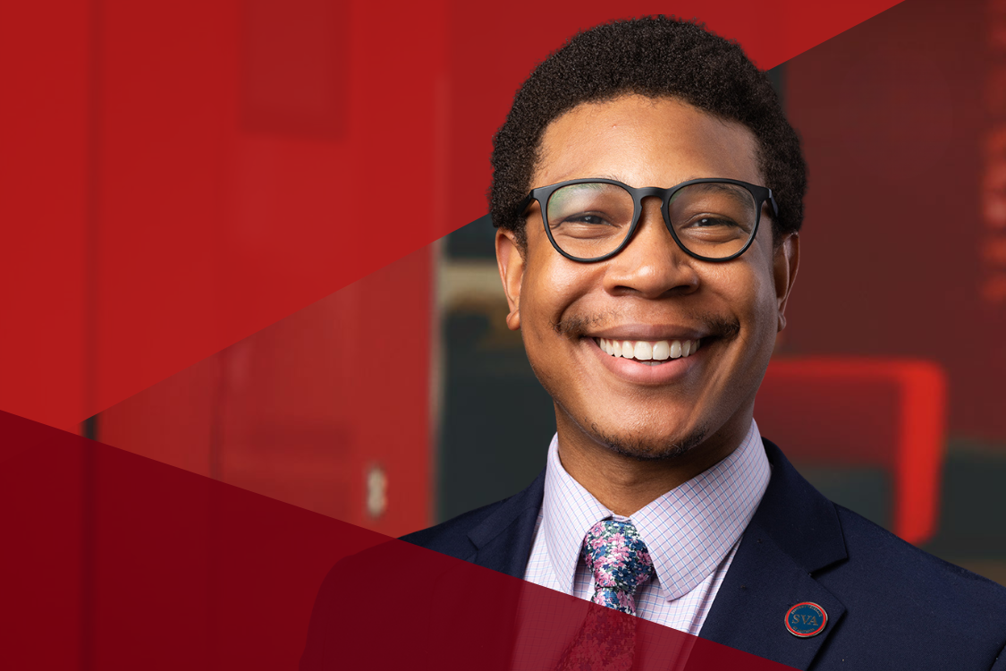 EMPA student with red triangle overlays