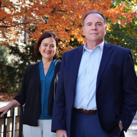 Brooks School Nixon Fellows outside on campus during fall