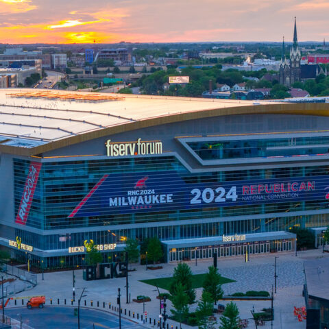 Arial view of RNC 2024 sign