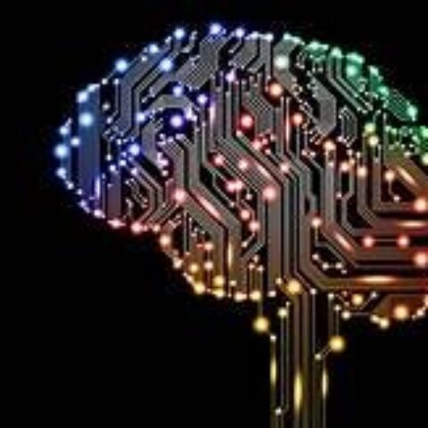 computer animated image of brain with lights flowing throughout it