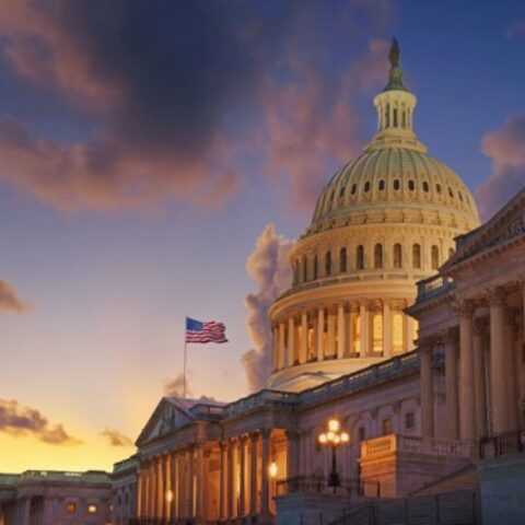 U.S. Capitol building during a sunset