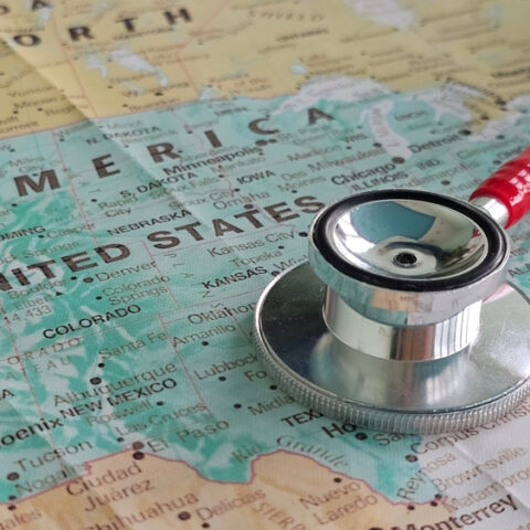 Map with stethoscope