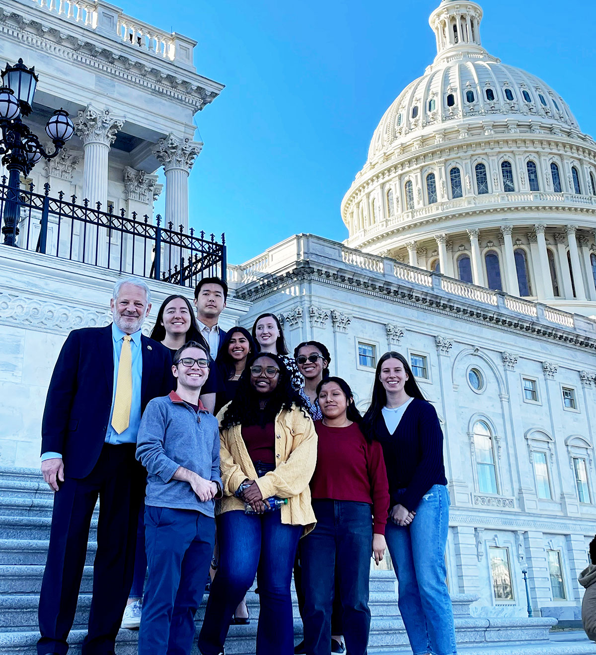 Steve Israel with students in front of capital building